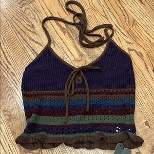 ROMWE Crochet Halter Top